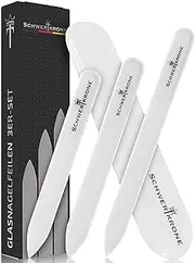 SCHWERTKRONE Set of 3 Glass Nail Files, Glass Nail File Set with Case, Washable