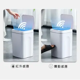 【E-Pin 逸品生活】現代風感應式垃圾桶16L(揮手感應/防潑水/LED)