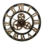 Clock Decoration Industrial Gear Wall Clock Home Decoration Golden 40x40cm Timekeeping 1Set