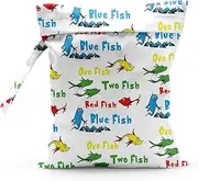 [Sldpngo] Waterproof Cloth Diaper Wet Dry Bag Reusable Travel Beach Pool Daycare Soiled Toddler Items Yoga Gym Bag for Swimsuits Wet Clothes Bags - Fish Pattern