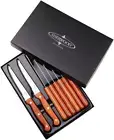 8 Piece High-Quality Stainless Steel Steak Knives Set - Classy and Vintage Woode