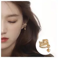 在飛比找momo購物網優惠-【HaNA 梨花】韓國女主角的倔強．三層菱格綴桃心耳骨夾單只