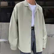 Long-Sleeve Plain Shirt Green - XL