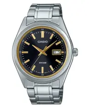 Casio Analog Stainless Steel Black Dial MTP-B180D-1A2V MTPB180D-1A2V Mens Watch