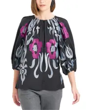 Natori Suzani Jacquard Pleated Top