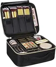 Samtour Makeup Case Travel Makeup Bag Makeup Train Case Cosmetic Bag Toiletry Makeup Brushes Organizer Portable Travel Storage Bag (Black)