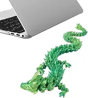 3D Printed Articulated Crystal Dragon, 11.8inch Flexible Joint Mobility Halloween Christmas Ornament for Office Home Desktop Executive Desk Toys Decor