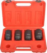 Juego de 4 piezas de sockets de impacto de 1/2", 30-36 mm, con estuche.