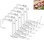 HFHOME Set of 6 Adjustable Window Planter Box Brackets, White Brackets for Window Boxes Planters, Planter Shelving with Adjustable Size The Width of The Bottom of The Planter Box
