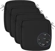 Patio Cushion Covers, Waterproof Outdoor Cushion Covers for Patio Furniture Set of 4, Replacement Outdoor Seat Cushions Covers with Attach Straps and Hidden Zipper, 22 x 20 x 4 Inch, Black