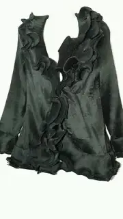 JERRY T WOMEN'S BLACK RUFFLE JACKET SMALL S 6 8 NWT NEW