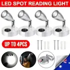 Set of 2/4 12V LED Spot Reading Lights Flexible Wall White Bedside Caravan Van