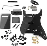 Blelsa St Style Electric Guitar Full Set DIY Accessory Kit Including Prewired Pickguard Bridge SSS Pickups and Accessories Black