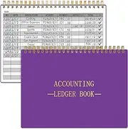 HAUTOCO Accounting Ledger Book A5 Ledger Books for Small Business Bookkeeping Expense Tracker Notebook for Home Budget Tracking Personal Finance Log Journal 8.3 x 6.2'', Dark Purple