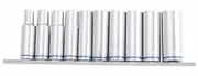 Kincrome K2181 - Deep Socket Rail 10 Piece 1/2" Drive (Mirror Polish) - Metric