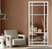 Elegant Collections White Hampton's Window Style Large Rectangular Mirror