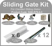 Complete Sliding Gate Hardware Kit for 6m Cladded Gate 78mm recess mount wheels