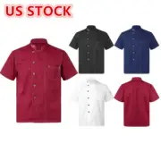 Men's Womens Chef Coat Restaurant Kitchen Work Uniform Tops Chef Cooks Jacket