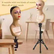 Realistic Female Mannequin Head with Long Neck for Wigs Making Display Stand