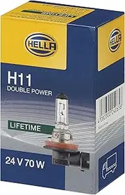 HELLA Halogen Light Bulb - H11 - Heavy Duty Expert - 24 V - 70 W - Base Type: PGJ19-2 - Box - Quantity: 1-8GH 008 358-251, Silver