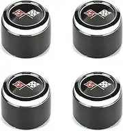 Set of 4 Corvette Aluminum Wheel Hub Center Caps Restoration Compatiable with 1973-1982 Corvette (Black Silver)