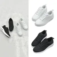在飛比找momo購物網優惠-【FUFA Shoes 富發牌】飛織斜織紋氣墊休閒鞋-黑/白