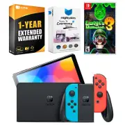 Nintendo Switch Neon Red/Blue OLED Console + Luigi’s Mansion 2 HD Bundle