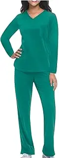 [Olivcker] Women 2 Piece Lounge Sets Pj Sets for Woman V-Neck Long Sleeve and Pants Activewear Sets Tracksuits Sweat Suits 2024