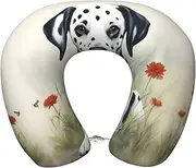 SKKNT Dalmatian Print Lightweight Travel Neck Pillow U-Shaped Memory Foam Head Neck for Airplanes