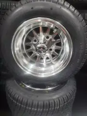 10" Machined Golf Cart Wheels/Tires (205-50-10) - Set of 4-18" Overall Size