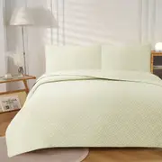 Jane Barrington Morris Light Cream Ultrasonic Embossed Lightly Quilted Reversible Coverlet Set