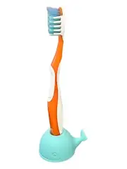 Kid's Toothbrush Holder - Whale Shaped - Non-Slip Silicone - Light Green