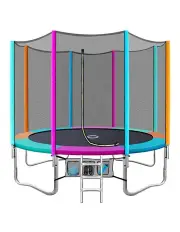 [Everfit] 12FT Trampoline Round Trampolines Kids Enclosure Safety Net Pad Outdoor Multi-coloured Flat