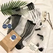 Sheer Socks Check - White - One Size