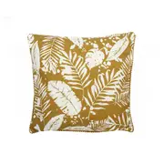 Maine & Crawford Iria 45x45cm Linen Leaf Print Cushion w/ Frill Pillow Amber