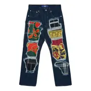 [Junya Watanabe] Denim X Silk Scarf Patchwork Jeans