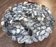 Custom Made Black Agate Coffee Table Handmade Furniture Gemstone Hallway Decors