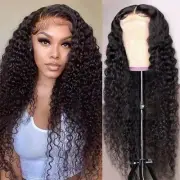Deep Wave 13x6 HD Lace Frontal Wig Remy Raw Indian Curly Transparent 13x4 Lace