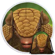 Animal Art Portrait Armadillo Round Beach Towel