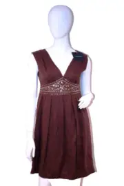 CYNTHIA ROWLEY Dress BEADED Fitted WAIST V-Neck ( 4 )