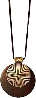 [FORUBUS] Vintage Boho Long Leather Cord Necklace with Wooden Pendant, Adjustable Ethnic Sweater Necklace for Women, Tribal Beaded Statement Necklace
