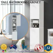 Bathroom Cabinet Storage Laundry Tall Slim Toilet Cupboard Shelf Furniture White