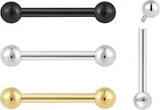 [Pierced Koala] 2PCS Titanium Implant Grade 16G 14G Internally Threaded 8mm - 14mm Tongue Nipple Tragus Cartilage Industrial Bar Ear Barbell Body Jewellery