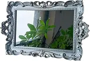 Yamfurga Shell Rectangle Decorative Mirror Tray, French Style, Makeup Organizer, Jewelry Organizer, Serving Tray, 9.3"x 14.9", Silver