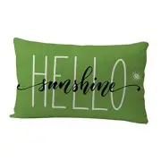 Hello Sunshine Pillow Cover Summer Lumbar Cushion Cover 20" x 12" Green
