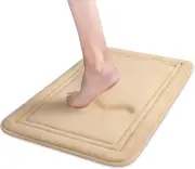 ITSOFT Memory Foam Bath Mat 24x16, Non Slip, Machine 24 x 16 Inch, Beige