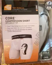 Shock Doctor Core Compression Shorts Men's M (32-34 Waist) White & Bioflex Cup