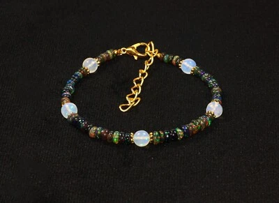 Opal Beaded Bracelet Loose Gemstone AAA Ethiopian Black Opal Bracelet