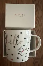 Radley London Hello Evergreen Ceramic Mug Scottish Terrier Polka Dots Bone China