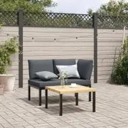 Garden Bench with Cushions Black Aluminium